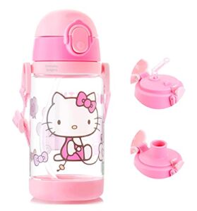 Andwing Sanrio Hello Kitty Water Bottle Double Covers with Straw and Strap 520ml