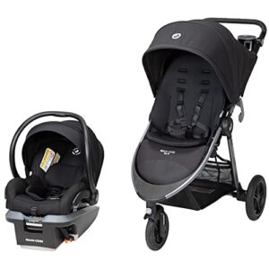 Maxi-Cosi Gia XP 3-Wheel Travel System, Includes Stroller and Mico XP Infant Car Seat Midnight Black