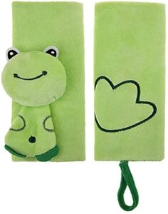 Baby Car Seat Belt Strap Covers -Double Sided Cartoon Animal Soft Infant Seat Belt Shoudler Pads for Baby (Green Frog)