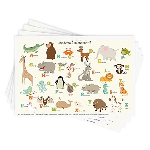 Disposable Stick-on Placemats 40 Pack for Baby & Kids, Restaurant Table Mats 12″ x 18″ Sticky Place Mats, Toddler Baby Placemat, Animal Alphabet Theme | The Storepaperoomates Retail Market - Fast Affordable Shopping