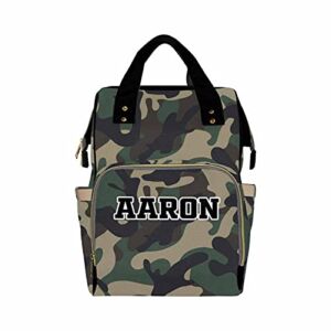 Custom Camo Diaper Bag for Men Women, Personalized Name Multifunction Green Camo Baby Boys & Girls Travel Backpack for Men,Hunting Camping Picnic Casual Baby Bag, New Dad Gifts