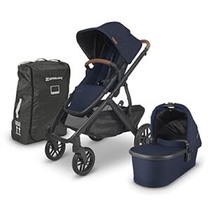 Vista V2 Stroller – NOA (Navy/Carbon/Saddle Leather) + Travel Bag for Vista, Vista V2, Cruz, Cruz V2