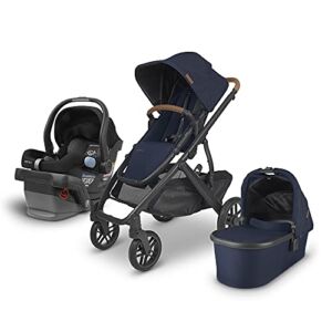 Vista V2 Stroller – NOA (Navy/Carbon/Saddle Leather) + MESA Infant Car Seat – Jake (Black)