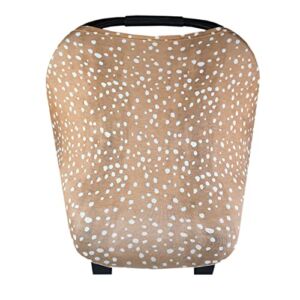 Baby Car Seat Cover Canopy and Nursing Cover Multi-Use Stretchy 5 in 1 Gift”Fawn” by Copper Pearl