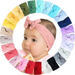 25 Colors Baby Girl Headbands 4 inches Hair Bows Super Soft Stretchy Hair Turban Head Wraps Headbands for Infant Newborn Toddlers Girls and Kids