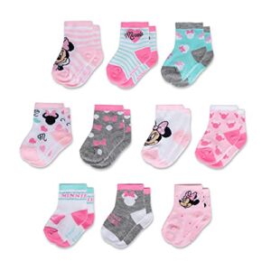 Disney baby girls Minnie Mouse Girl 10-pack Infant Sock, Multicolor – 0-24 Months Socks, Light Pink, 0-6 Months US