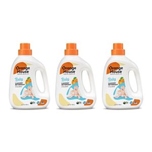 Orange House Liquid Baby Laundry Detergent, Clinically certified for Baby, Newborn, Infant, Natural Ingredients and Scent Free Formula, 30.4 Fl Oz (3 Pack)