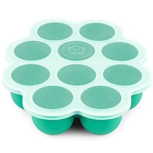Silicone Baby Food Freezer Tray with Clip-on Lid – Breast Milk Trays for Freezer – Baby Food Containers – Baby Food Trays for Freezing, Dishwasher, Microwave, BPA-Free Baby Food Storage (Alpine Green)