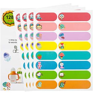 Baby Bottle Labels for Daycare, 128 PCS Toddler Daycare Labels Waterproof, Self-Laminating, Dishwasher Safe, Preschool Labels for Sippy Cup, Lunch Box, Name Labels Stickers for Kids School Supplies