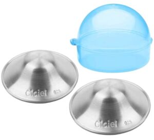 The Original Silver Nursing Cups – Nipple Shields for Nursing Newborn – Newborn Breastfeeding Essentials Must Haves – Nipple Covers Breastfeeding – Postpartum Cover – (Regular (Blue Case))