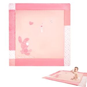 Msbabyer Baby Cotton Play Mat-Soft and Cozy Baby Padded Floor Mat，45” x 45” Child Activity Mat，Suitable for Kids Tents Home Room Decor & Indoor and Outdoor Kids Play Mat（Pink）