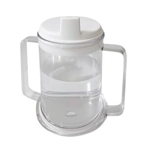 2 Handle Plastic Mug Clear Spouted Cup Adult Sippy Cup Lightweight Drinking Cup Spill-Resistant Water Cup Feeding Cup with Easy-to-Grasp Handles Coffee Mug for Hot and Cold Beverages
