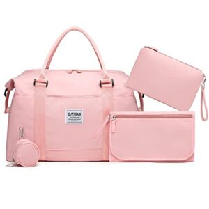 Mommy Bag for Hospital, Diaper Bag, Hospital Bags for Labor and Delivery, Travel Tote Bag, Gift Registry by Name, 4PCS (PINK)