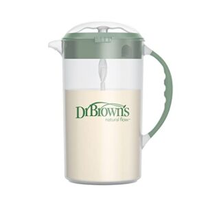 Dr. Brown’s Baby Formula Mixing Pitcher with Adjustable Stopper, Locking Lid, & No Drip Spout, 32oz, BPA Free, Olive