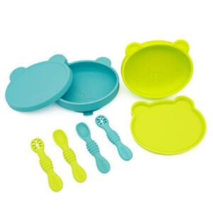 Baby Bowls with Suction – 2 Pack Silicone Bowl Set with Spoon for Babies Kids Toddlers – BPA Free – First Second Stage Self Feeding