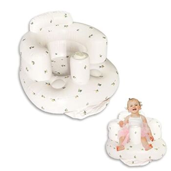 Swity Home Baby Inflatable Seat for 3-36 Months, Built in Air Pump Infant Back Support Sofa, Protect Spine, Safe Toddler Feeding / Shower Chair for Learning to Sit Up (Olive Flowers, Off-White) | The Storepaperoomates Retail Market - Fast Affordable Shopping