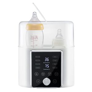 Baby Bottle Warmer, 8 in 1 Multi-Function Bottle Warmer, AI Temperature Control Rotate Button Bottle Warmer for Breastmilk, Low Noise Presettable Bottle Warmers, 24 Hours Keep Warming (2 Bottle)