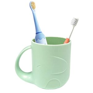 RyanLemon Kids Bathroom Cups 10oz,Reusable Kids Toothbrush Cup,Kids Bathroom Accessories ,Plastic Toddler Drinking Cups, Reusable Toothbrush Tumbler | Dishwasher Safe, BPA Free (Light Green)