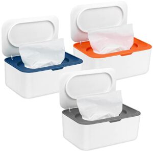 RZJSLSHANHAI 3 Pcs Wipes Dispenser Wipe Holder Refillable Wipe Container Baby Wipes Dispenser Bathroom Tissues Wipes Case Box Wipes Container with Sealing Design Easy Open Close Wipes Pouch Case
