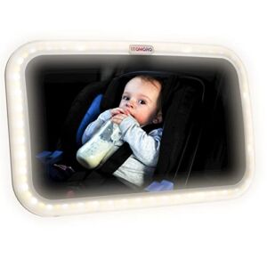 Itomoro Baby Car Mirror,Night Light Mirror with USB Remote Precision Control,Multi-level Brightness Adjustment,Wide Angle,Secure and Shatterproof