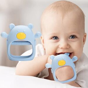 Never Drop Baby Teething Toy for 0-6 Month Infants, Dust-Proof Baby Chew Toys & Soothing Pacifier 2-in-1, Silicone Hand Teether for Babies 6-12 Months Sucking Needs, BPA Free