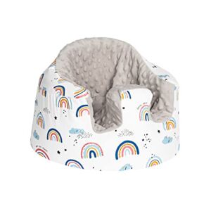 Solfres Seat Cover, Compatible with Bumbo Seat (Original), Ultra Soft and Cozy Minky Fabric Seat Cover, Washable Bumbo Seat Protector, Cartoon Rainbow