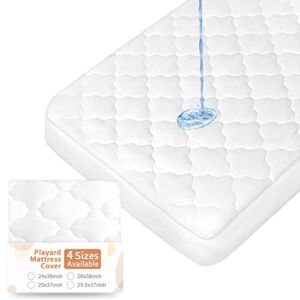 Baby Pack and Play Sheets Waterproof (4 Sizes), Fit Baby Trend Lil Snooze Deluxe 2 Nursery Center, Pack N Play Mattress Sheets Cover Soft Quilted, Pack N Play Mattress Pad Protector