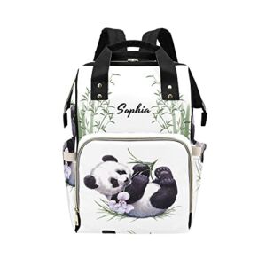 Personalized Funny Panda Diaper Bag with Name Nappy Bags Travel Shoulder Casual Daypack Mummy Backpack for Mom Girl Gift