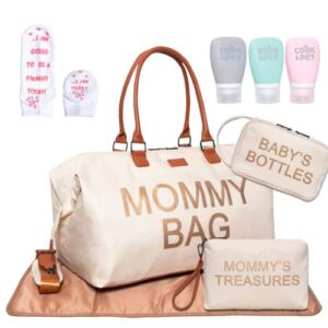 Cook&Play Mommy Bag for Hospital, Mom Bag Diaper Bag Tote, Mommy Hospital Bag (Cream)