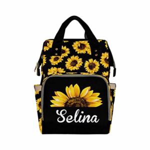 Personalized Diaper Bag Backpack Sunflower Multifunction Travel Back Pack