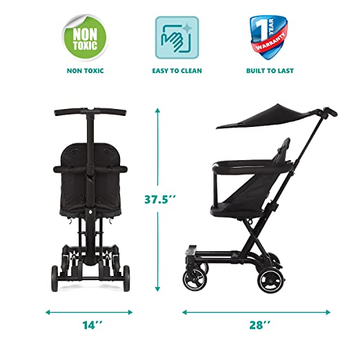 Dream On Me Lightweight and Compact Coast Rider Stroller with Canopy Included and One-Hand Easy Fold, Adjustable Handles and Soft-Ride Wheels, Black | The Storepaperoomates Retail Market - Fast Affordable Shopping