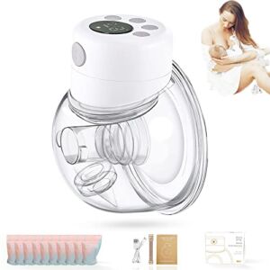 Wearable Breast Pump, Electric Breast Pump, Hands Free Breast Feeding Pump, Portable Breast Pump with 9 Levels 24MM