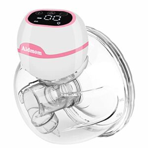 Aidmom Wearable Breast Pump Electric Hands Free Breast Pump , 3 Modes&9 Level Touch HD Display Comes with 19mm /21mm/ 24mm/ 28mm Flanges