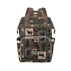 Deer Bear Patchwork Diaper Bags with Name Waterproof Mummy Backpack Nappy Nursing Baby Bags Gifts Tote Bag for Women