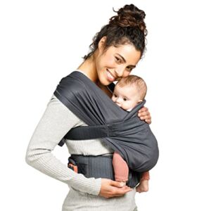 Infantino Hug & Cuddle Adjustable Hybrid Wrap – Black Soft and Simple Pressure Relief Ergonomic Wrap Carrier with Quilted Privacy Cover and Built-in Storage Pouch for Infants and Toddlers 7-26lbs