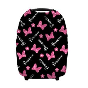 Personalized Pink Bows Baby Car Seat Covers with Name, Custom Multiuse Nursing Breastfeeding Car seat Canopy, Infant Stroller Covers for Newborn Girl Boy, Ultra-Soft Breathable, Nursing Scarf