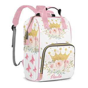 Custom Beautiful Blossom Diaper Bag Backpack with Name Personalized Nappy Baby Bag for Women Mommy Girl Gift