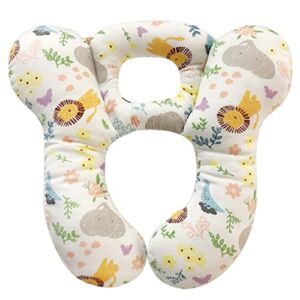 Baby Travel Pillow, Toddler Comfortable Sleeping Headrest, Infant Head and Neck Support Cushion for Car Seat and Stroller (White Animal Flower)