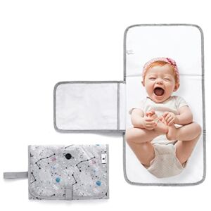 VIVILOV Baby Changing Pad-Portable Changing Pad with Diaper Pocket-Travel Changing Pad with Attachable Strap-Large 26.5″X13″