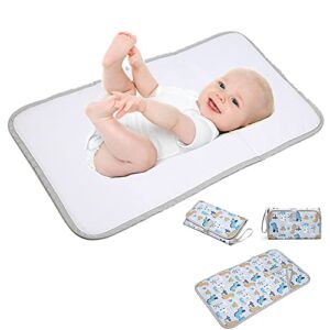 Portable Diaper Changing Pad – Waterproof Foldable Baby Changing Mat – Travel Diaper Change Mat – Lightweight Changing Pads for Baby – Baby Changer – Machine Washable – Small Changing Pad Silver