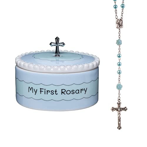 Cascade Goods – Boys First Baby Rosary Cross with Matching Blue Keepsake Box, Baby Boy Baptism Gifts for Baby Showers, 1st Holy Communions & Baby Bible, Two Piece Catholic Christening Gift for Boys | The Storepaperoomates Retail Market - Fast Affordable Shopping