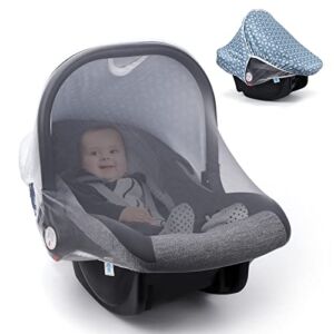 Car Seat Covers for Babies: Breathable Infant carseat Canopy for Boys Girls,Sun Protection Newborn Carrier Cover with Mesh Peep Window, Stretchy Stroller Canopy Fit Summer Spring Autumn (Blue)