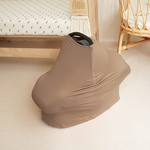 Baby Car Seat Covers- Multi-use Carseat Canopy for Babies, Stretchy Infant Carseat Cover Boy, Shower Gifts for Unisex Boys and Girls(Pastel Brown) | The Storepaperoomates Retail Market - Fast Affordable Shopping