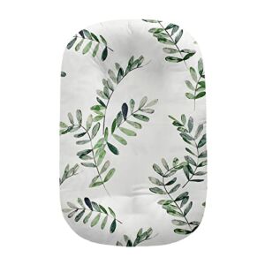 oenbopo Baby Lounger Cover for Newborn Girls and Boys, Washable Soft Lounger Pillow Case for Babies, Snug Removable Slipcover Fit for 29 x 17 x 5 Infant Floor Seat Lounger (Green Leaves)