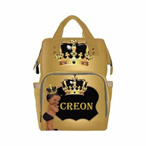 Custom Diaper Bag Backpack Gold Crown Prince Custom Mommy Baby Bags for Boys