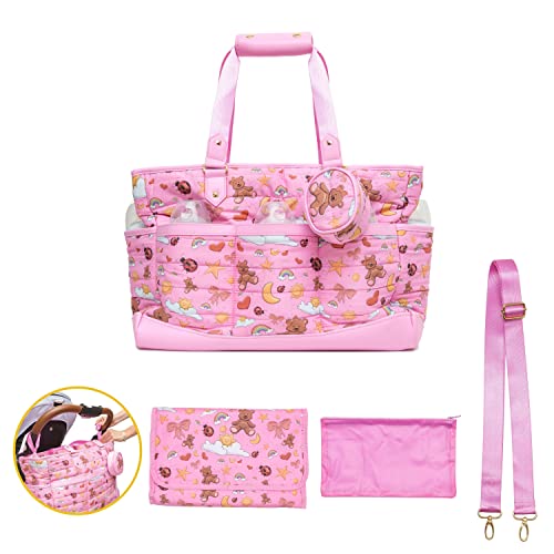 Baby Diaper Bag Tote| Luxury Maternity Bag with Exclusive Pattern Design with Changing Pad, Pacifier Case, Organizing Bag| Baby Registry Ideas| Baby Shower Gift | The Storepaperoomates Retail Market - Fast Affordable Shopping