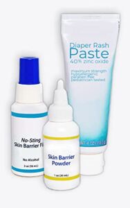 Dr Precious Diaper Rash Treatment System with Zinc Oxide Paste, Barrier Powder, and No-Sting Barrier Spray, Black