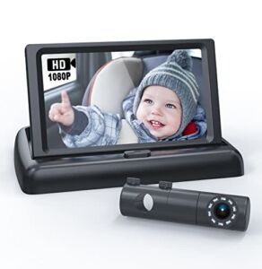 Baby Car Camera, BABYMUST 1080P Baby Car Monitor with Night Vision Function, 4.4”HD Wide View Car Seat Mirror to Observe Baby’s Every Movement While Driving, Baby Car Mirror with 360° Fixable Camera