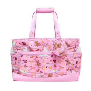 Baby Diaper Bag Tote| Luxury Maternity Bag with Exclusive Pattern Design with Changing Pad, Pacifier Case, Organizing Bag| Baby Registry Ideas| Baby Shower Gift