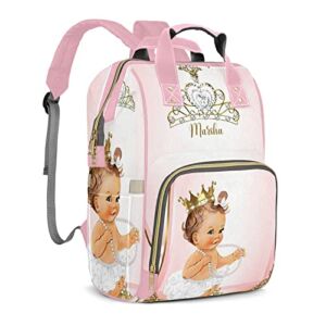 Personalized Pink Gold Cute Baby Diaper Bag Backpack with Name Custom Nappy Mommy Bags for Baby Girl Boy Gifts